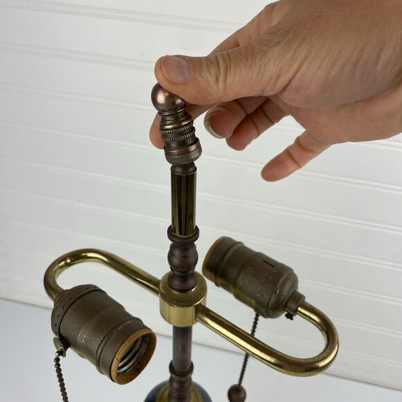 VTG Bill Campbell Pottery Table Lamp Purple Blue Drip Glaze Twist Double Socket - Picture 8 of 10